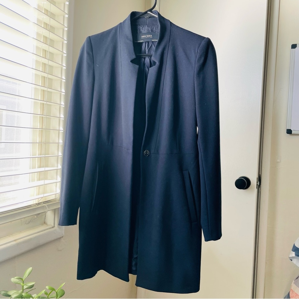ZARA BASIC Dark Blue Blazer Coat - Sleek & Versatile